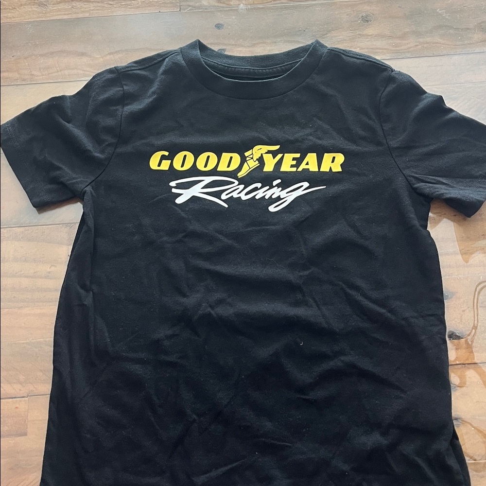 GAP Kids Black Tee with Yellow Racing Graphic